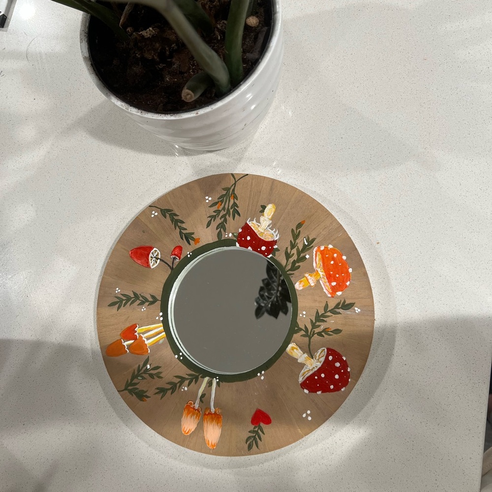 Hand painted mushroom mirror